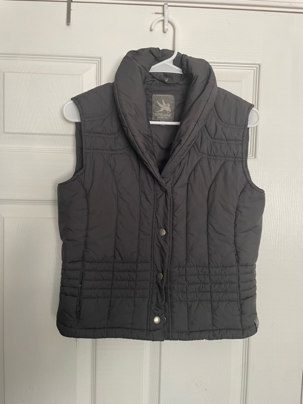 Spiewak Women's size Small Dark Grey Quilted Shawl Collar Puffer Vest